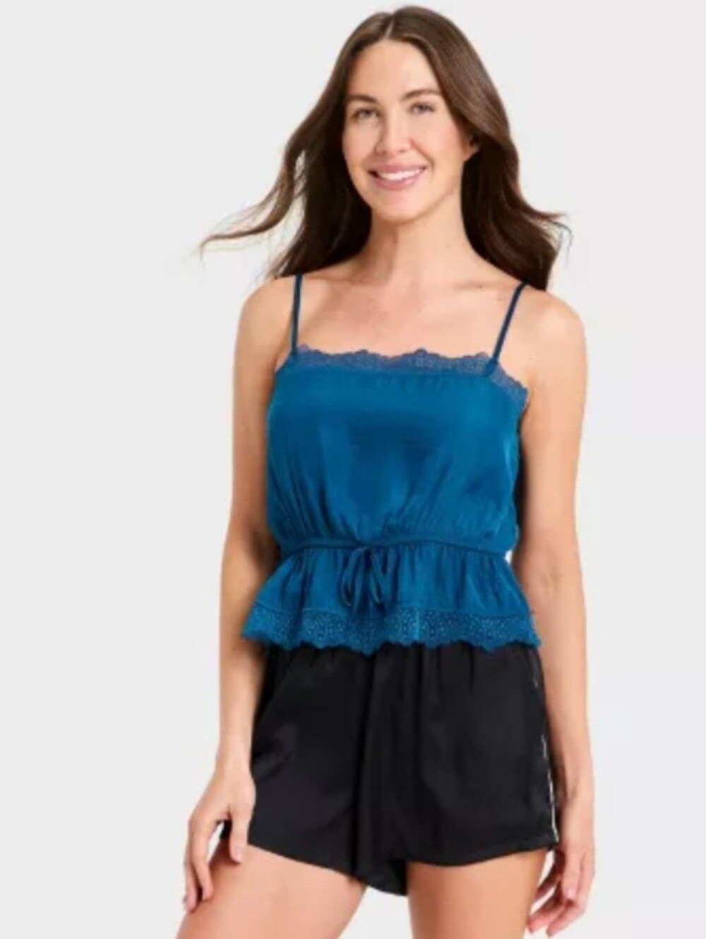 Women's Luxury Collection Lace Trim Satin Cami - Auden Dark Blue
